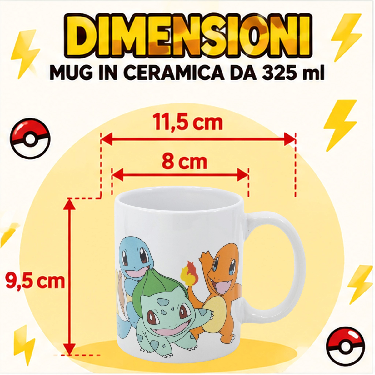 Tazza in Ceramica Pokémon Starter Pikachu Modello Mug 325 Ml in Confezione - 85995