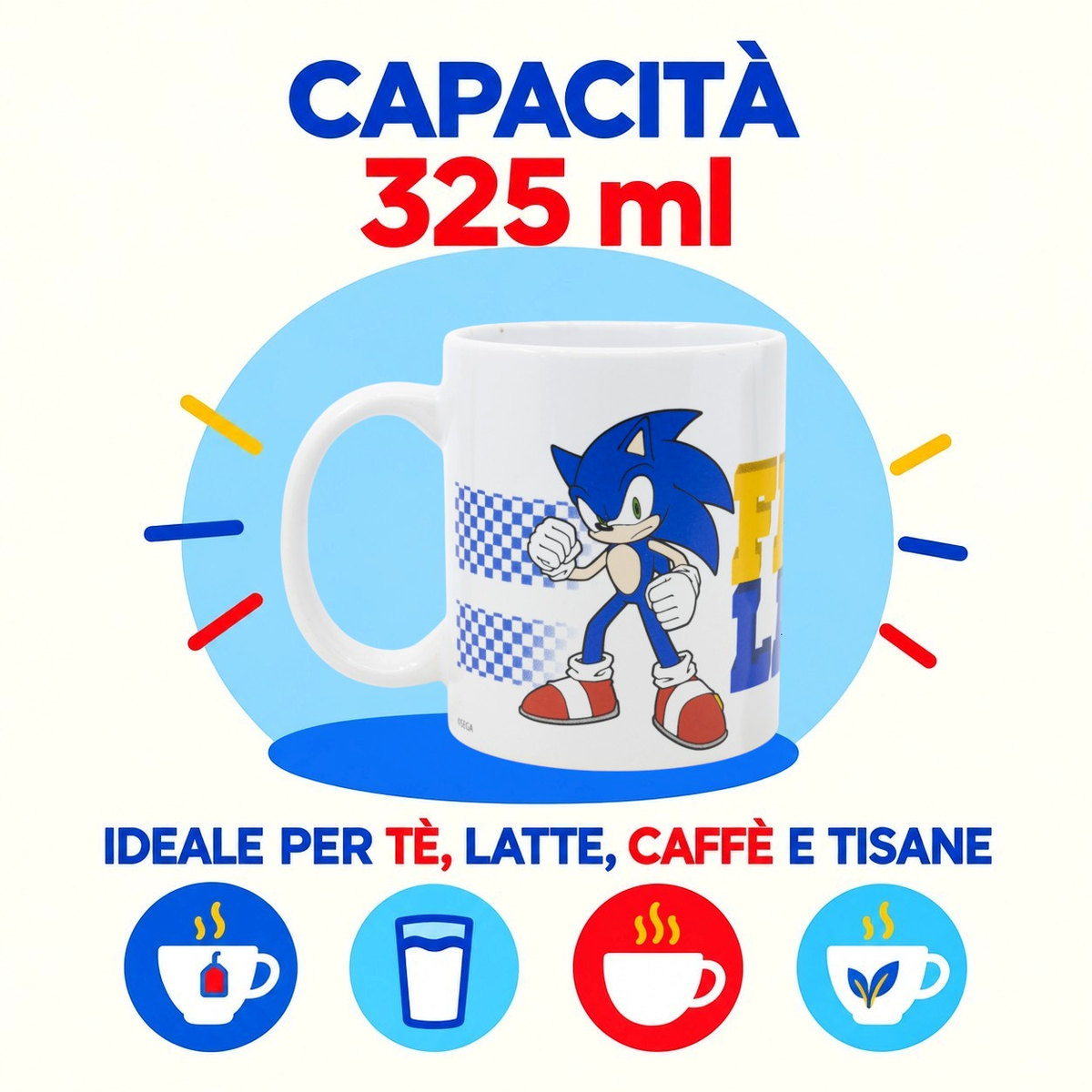 Tazza in Ceramica Sonic Modello Mug 325 Ml in Confezione - 85996