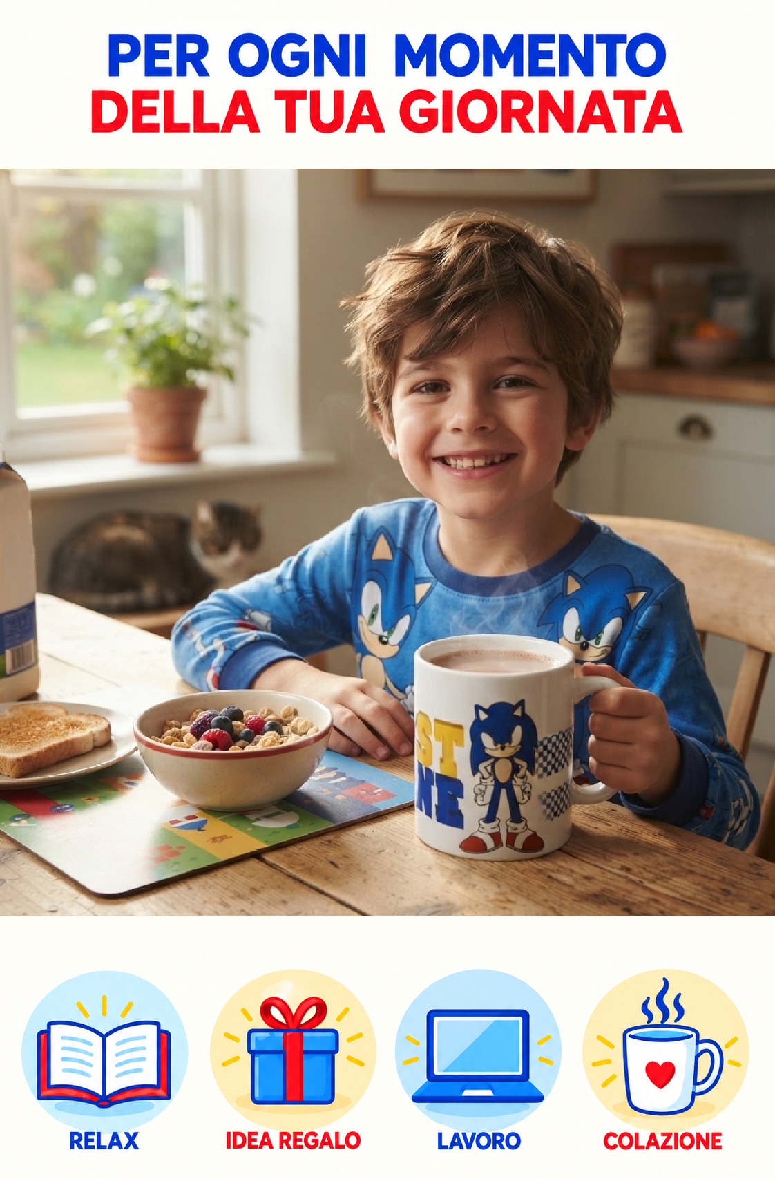 Tazza in Ceramica Sonic Modello Mug 325 Ml in Confezione - 85996