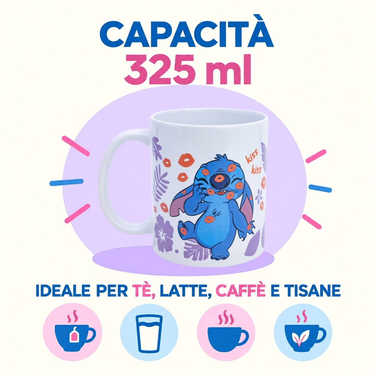 Tazza in Ceramica Stitch DISNEY Modello Mug 325 Ml in Confezione - 85997