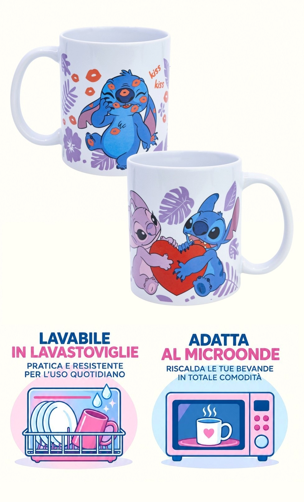 Tazza in Ceramica Stitch DISNEY Modello Mug 325 Ml in Confezione - 85997
