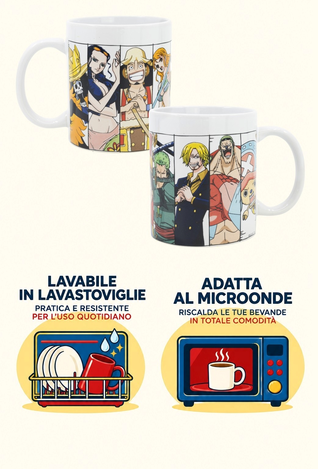 Tazza in Ceramica One Piece Ciurma Luffy Modello Mug 325 Ml in Confezione - 84480