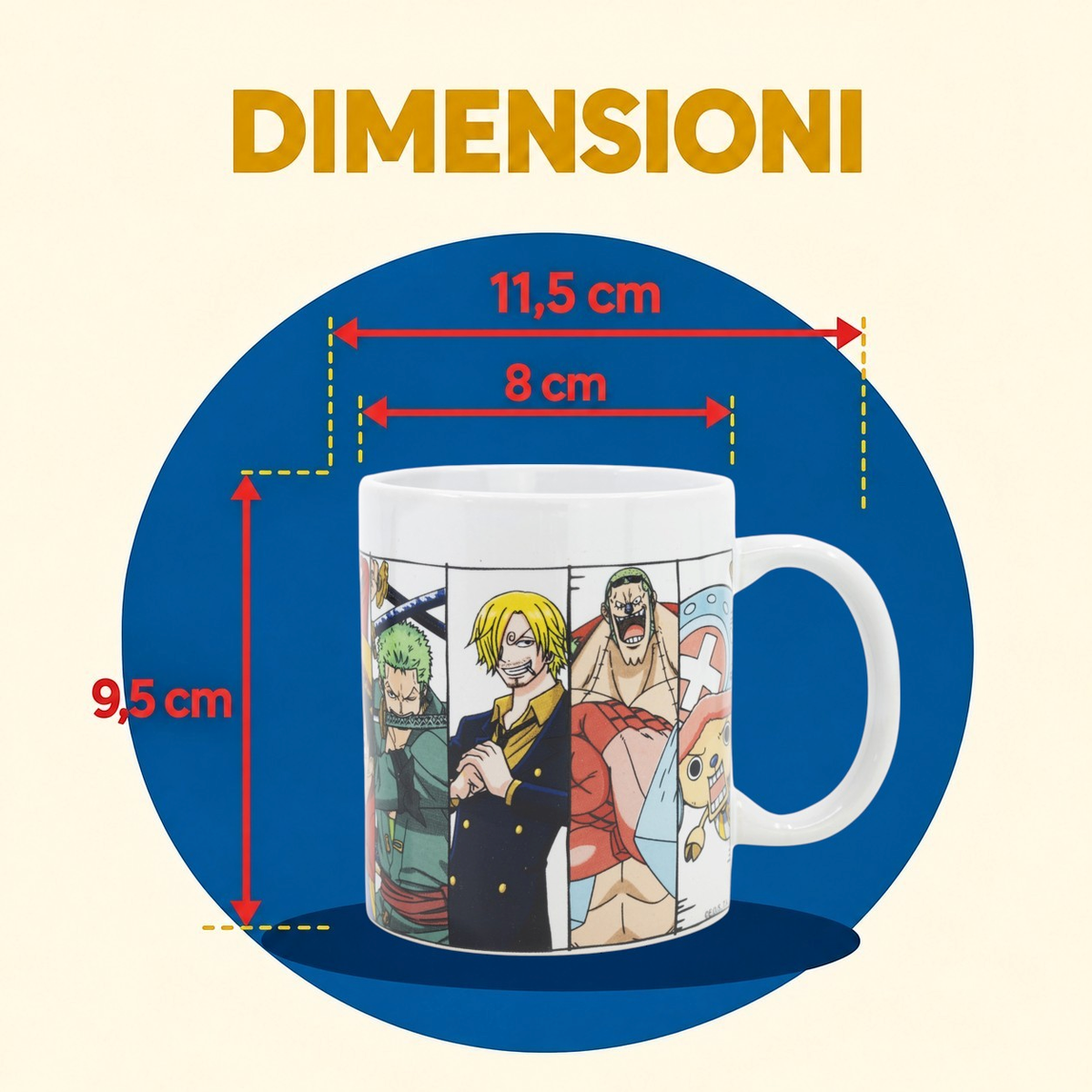 Tazza in Ceramica One Piece Ciurma Luffy Modello Mug 325 Ml in Confezione - 84480