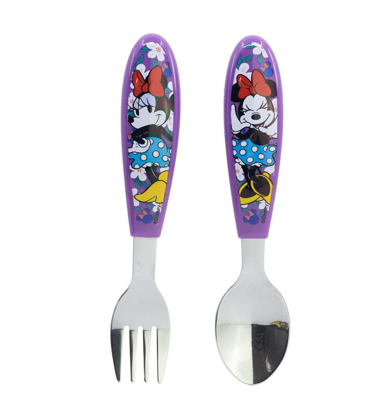 Posate Minnie DISNEY Forchetta e Cucchiaio in Acciaio Inox Manico Ergonomico- St81218