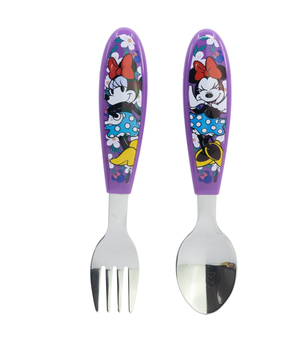Posate Minnie DISNEY Forchetta e Cucchiaio in Acciaio Inox Manico Ergonomico- St81218