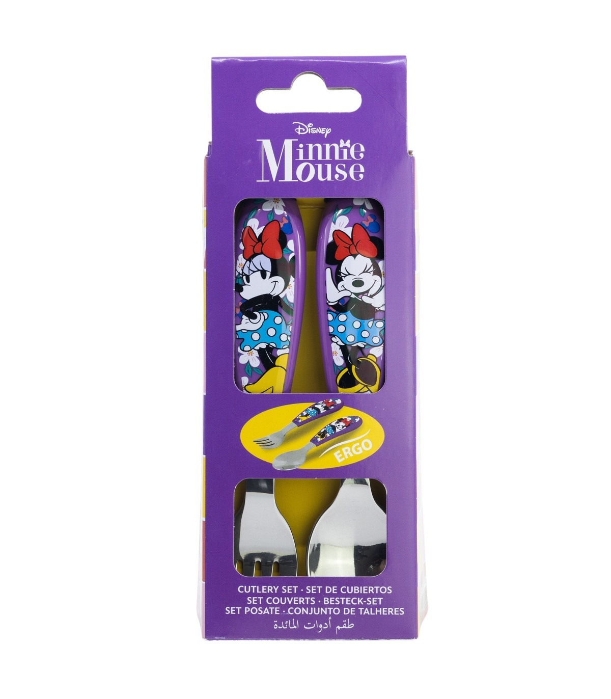 Posate Minnie DISNEY Forchetta e Cucchiaio in Acciaio Inox Manico Ergonomico- St81218