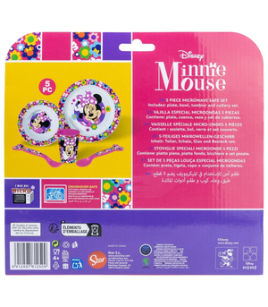 Set Pappa 5 Pezzi Minnie DISNEY in Plastica Adatta Al Microonde Piatti Bicchiere Posate  - St81250