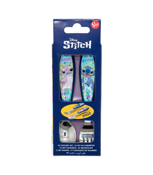 Posate Stitch e Angel DISNEY Forchetta e Cucchiaio in Acciaio Inox Manico Ergonomico- St75068