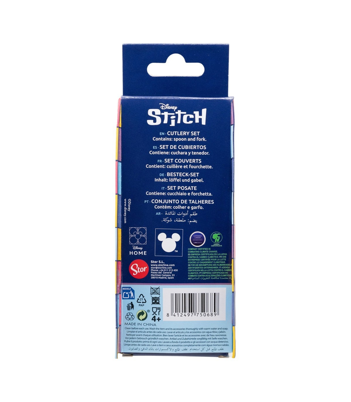 Posate Stitch e Angel DISNEY Forchetta e Cucchiaio in Acciaio Inox Manico Ergonomico- St75068