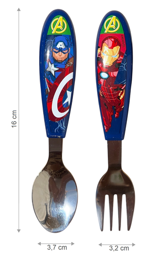 Posate Avengers MARVEL Forchetta e Cucchiaio in Acciaio Inox Manico Ergonomico- St80118