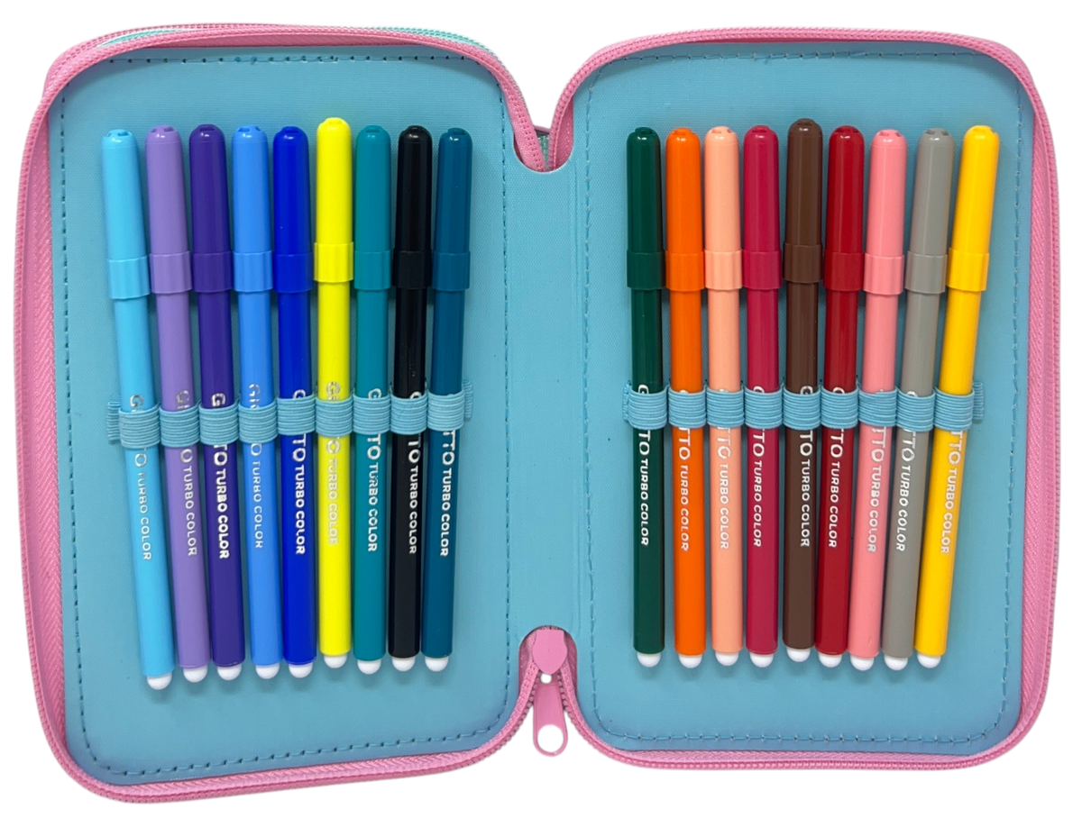 Astuccio 3 Zip Scuola Stitch DISNEY Multiscomparto Portacolori Giotto - 8002833