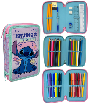 Astuccio 3 Zip Scuola Stitch DISNEY Multiscomparto Portacolori Giotto - 8002833