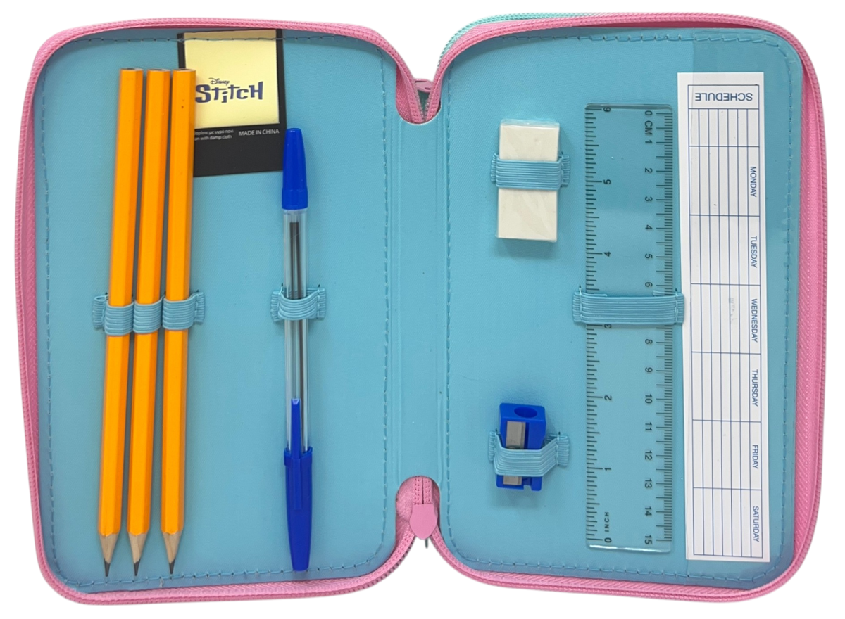 Astuccio 3 Zip Scuola Stitch DISNEY Multiscomparto Portacolori Giotto - 8002833