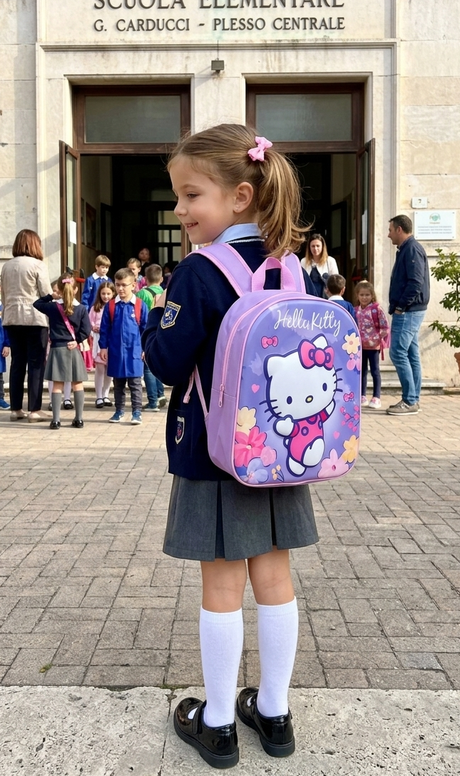 Zaino Asilo 3d Hello Kitty Sanrio Immagine a Rilievo Borsa Scuola Tempo Libero - 1000eva315280