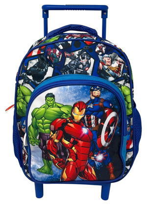 Zaino Asilo Trolley Avengers MARVEL con Tasca Frontale 30 Cm. Manico Allungabile - 673047