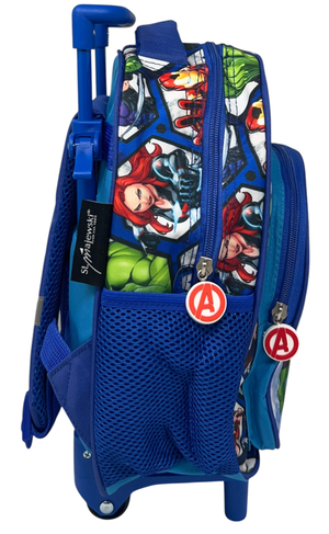 Zaino Asilo Trolley Avengers MARVEL con Tasca Frontale 30 Cm. Manico Allungabile - 673047