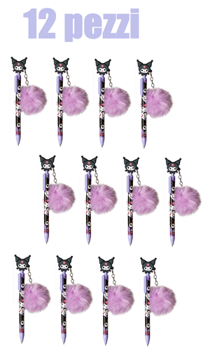 Set 12 Penne Kuromi con Pompon 18 CM Idea Regalo - Ku00006x12
