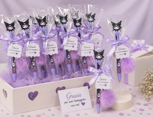 Set 12 Penne Kuromi con Pompon 18 CM Idea Regalo - Ku00006x12