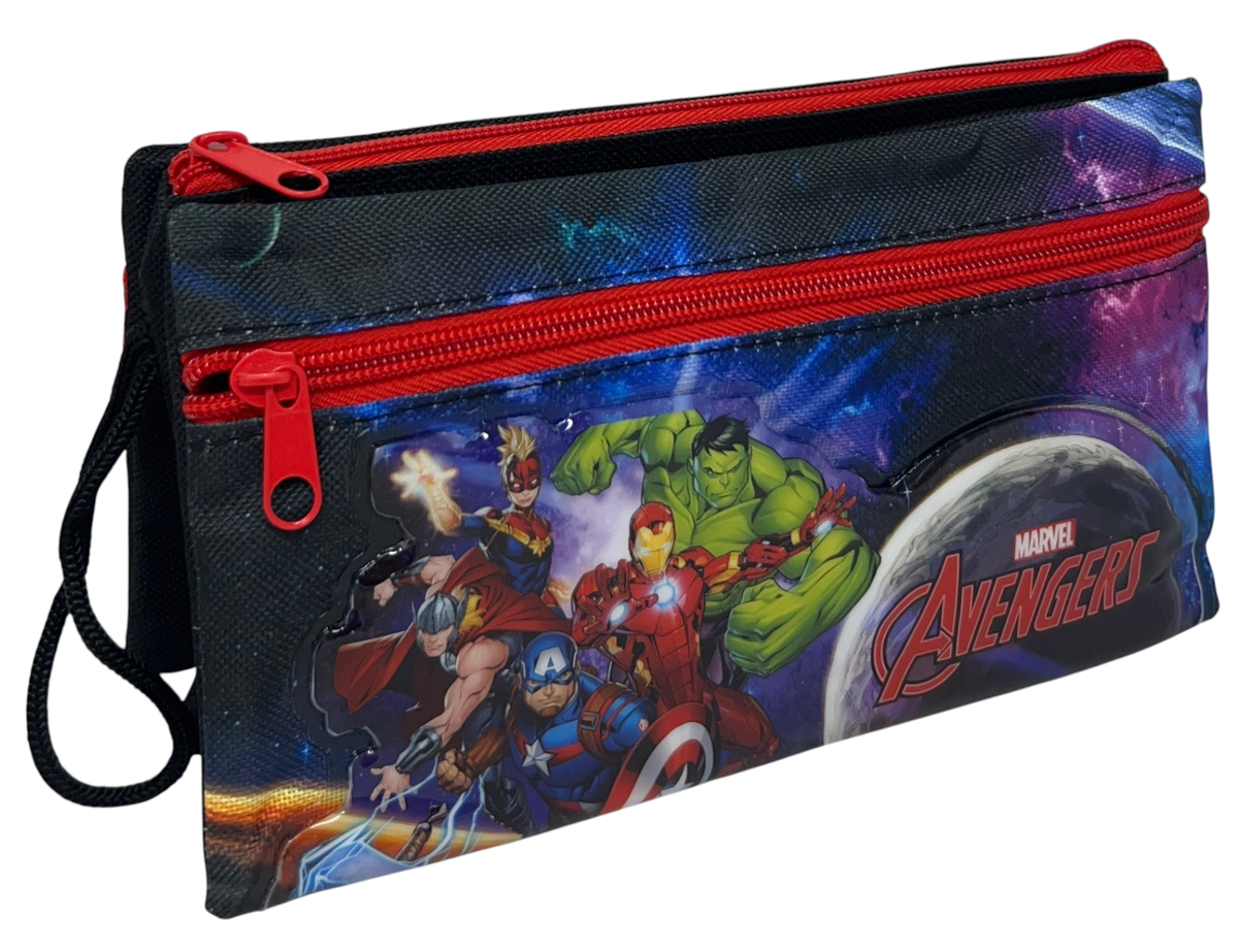 Tombolino Avengers MARVEL 3 Scomparti Bustina Astuccio Portacolori 22 CM - Av1337