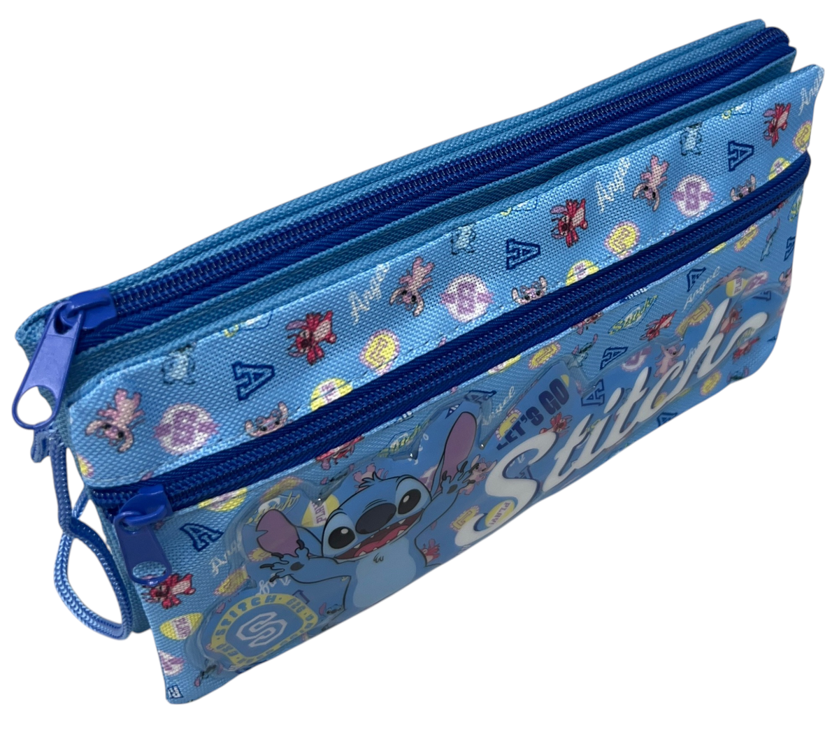 Tombolino Stitch DISNEY 3 Scomparti Bustina Astuccio Portacolori 22 CM - Lst1337-B