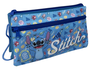 Tombolino Stitch DISNEY 3 Scomparti Bustina Astuccio Portacolori 22 CM - Lst1337-B
