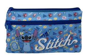Tombolino Stitch DISNEY 3 Scomparti Bustina Astuccio Portacolori 22 CM - Lst1337-B