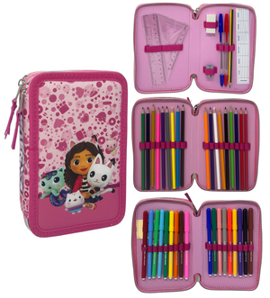 Astuccio Multiscomparto Gabby's Dollhouse 3 Zip per la Scuola Portacolori Giotto - Gab37-6468