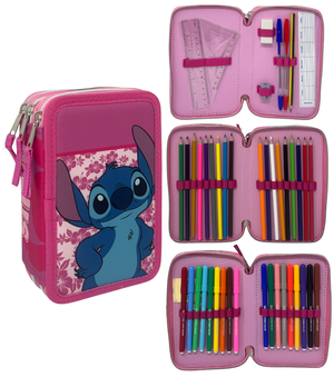 Astuccio Multiscomparto Stitch DISNEY 3 Zip per la Scuola Portacolori Giotto - Lil37-6273