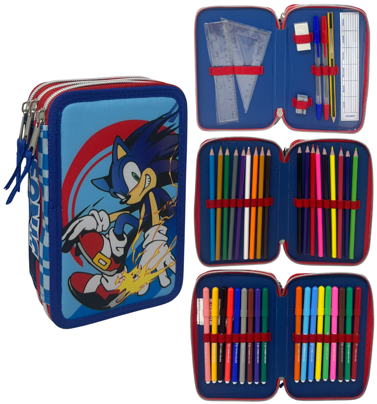 Astuccio Multiscomparto Sonic 3 Zip per la Scuola Portacolori Giotto - Son37-6470