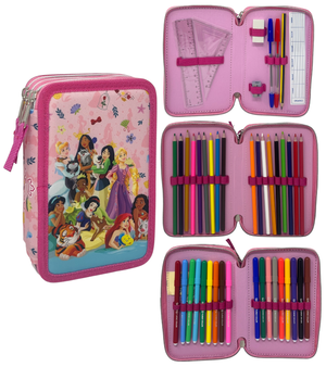 Astuccio Multiscomparto Principesse DISNEY 3 Zip per la Scuola Portacolori Giotto - Pri37-6472