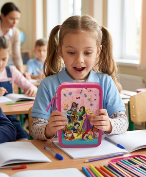 Astuccio Multiscomparto Principesse DISNEY 3 Zip per la Scuola Portacolori Giotto - Pri37-6472