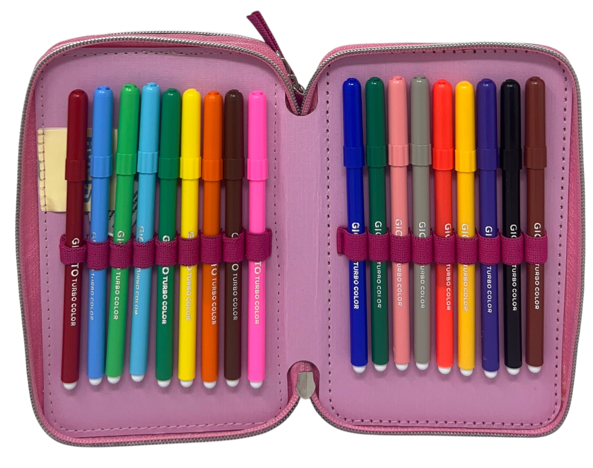 Astuccio Multiscomparto Hello Kitty Sanrio 3 Zip per la Scuola Portacolori Giotto - Hk37-6271