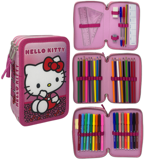 Astuccio Multiscomparto Hello Kitty Sanrio 3 Zip per la Scuola Portacolori Giotto - Hk37-6271