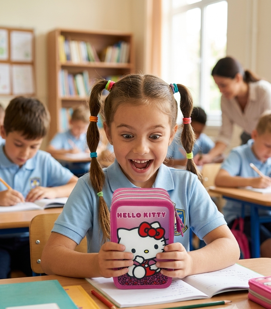 Astuccio Multiscomparto Hello Kitty Sanrio 3 Zip per la Scuola Portacolori Giotto - Hk37-6271
