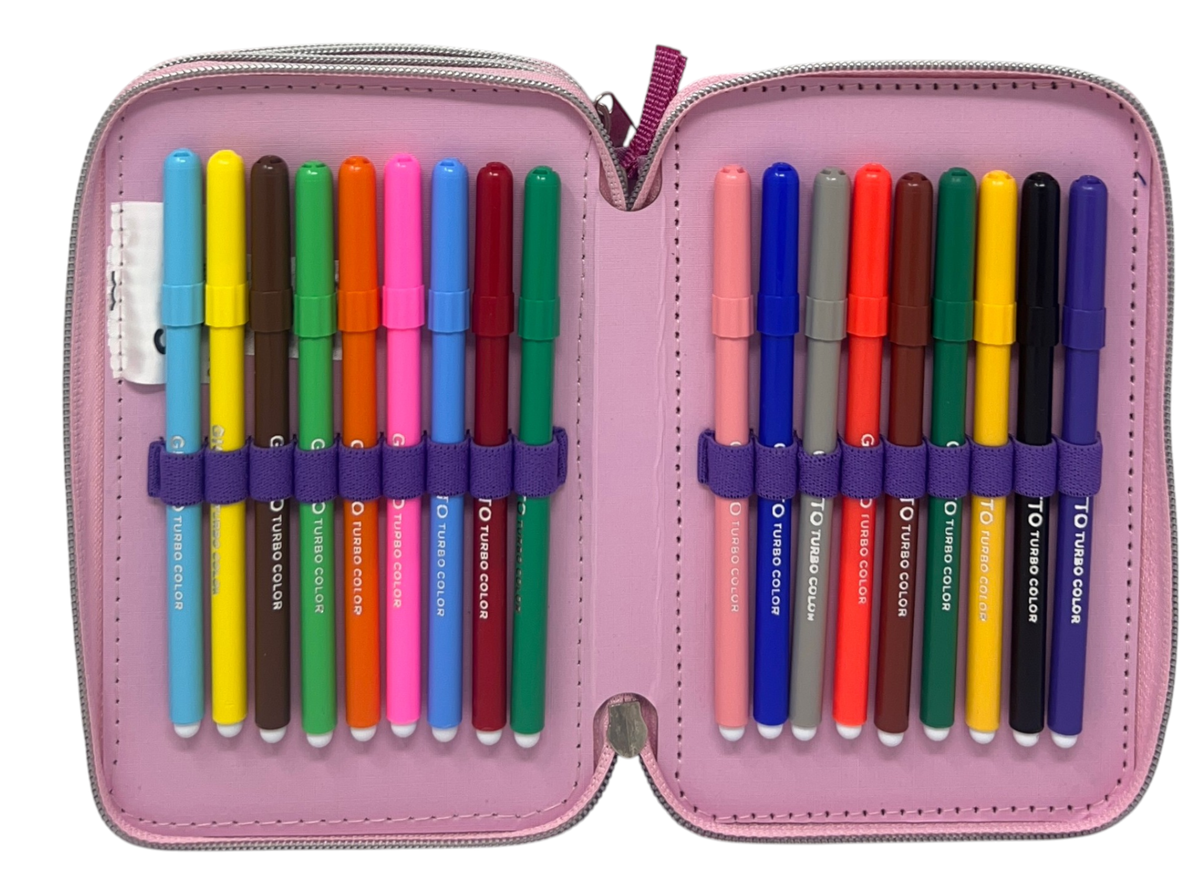 Astuccio Multiscomparto Kuromi Sanrio 3 Zip per la Scuola Portacolori Giotto - Hk37-6471