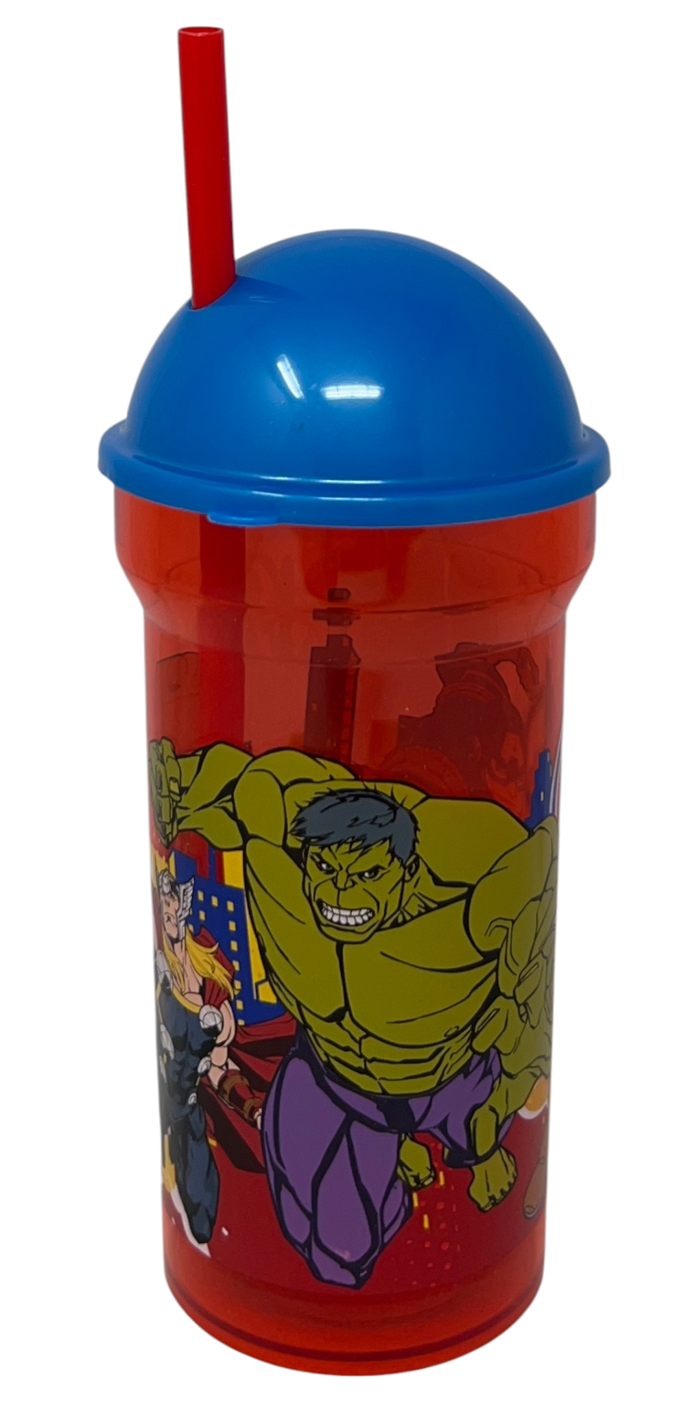 Bicchiere con Cannuccia Trasparente Avengers MARVEL 460 Ml Bpa Free - St80188