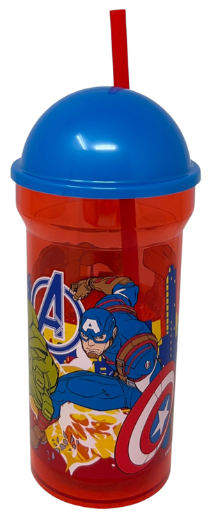 Bicchiere con Cannuccia Trasparente Avengers MARVEL 460 Ml Bpa Free - St80188