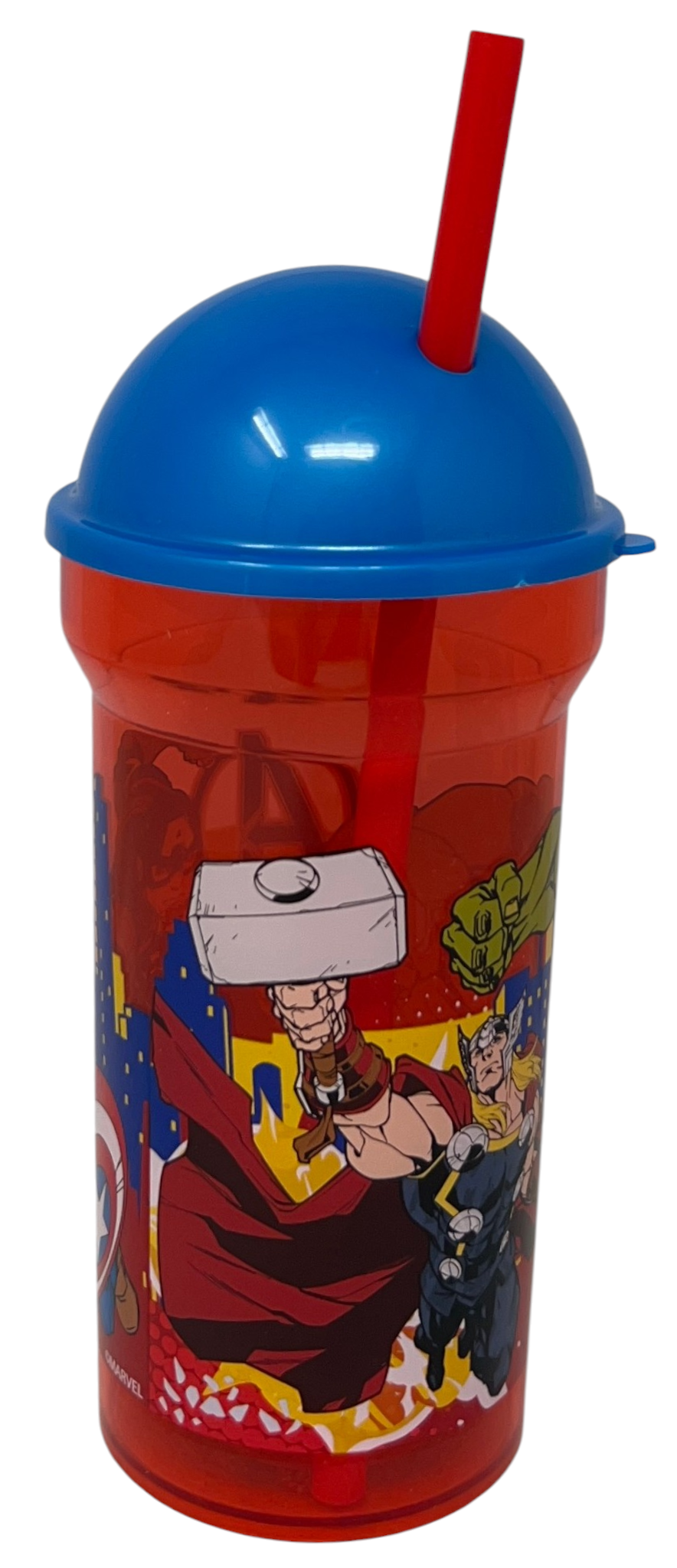 Bicchiere con Cannuccia Trasparente Avengers MARVEL 460 Ml Bpa Free - St80188