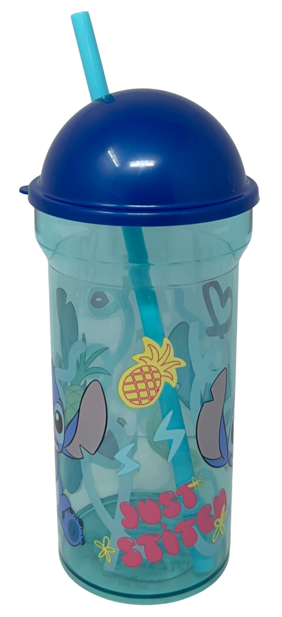 Bicchiere con Cannuccia Trasparente Stitch DISNEY 460 Ml Bpa Free - St75088