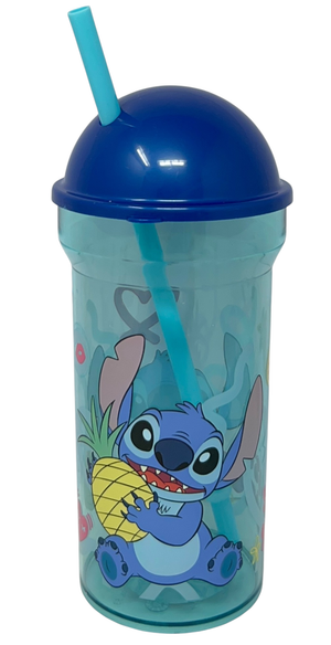 Bicchiere con Cannuccia Trasparente Stitch DISNEY 460 Ml Bpa Free - St75088