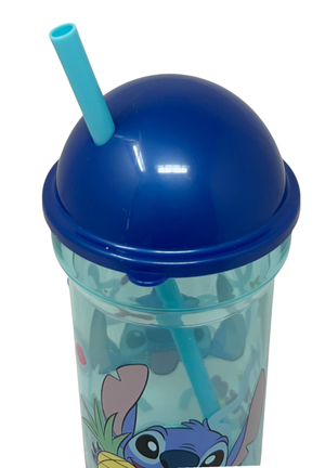Bicchiere con Cannuccia Trasparente Stitch DISNEY 460 Ml Bpa Free - St75088