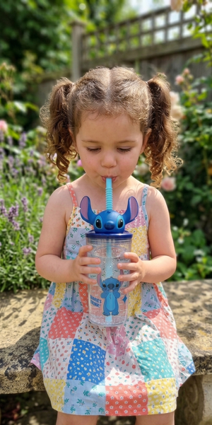 Bicchiere con Cannuccia Stitch DISNEY Personaggio 3d Bpa Free 360 Ml - 80594