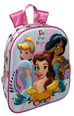 Zaino Asilo 3d Principesse DISNEY Borsa 31 CM con Spallacci Imbottiti e Tasca Laterale - 08159