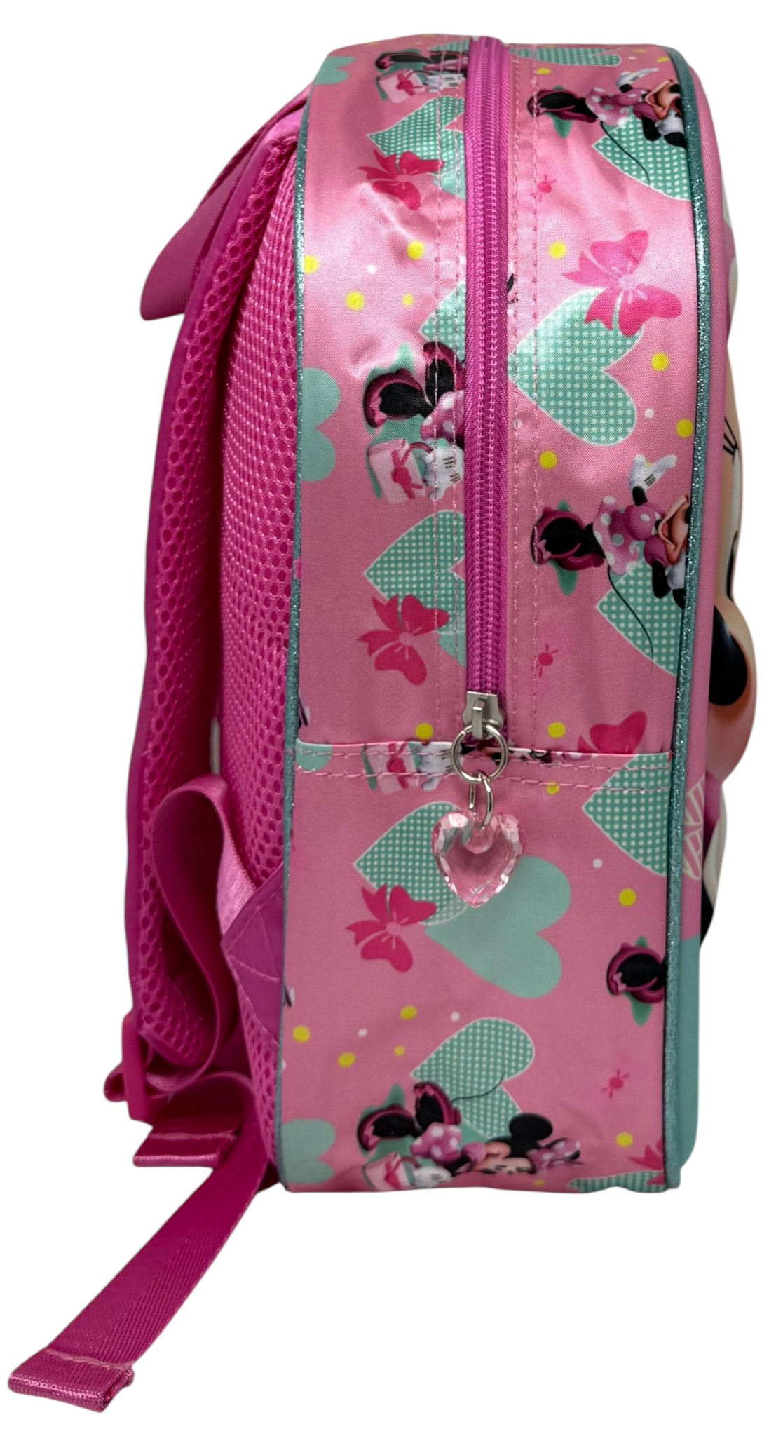 Zaino Asilo 3d Minnie Mouse DISNEY Borsa 31 CM con Charm Cuore e Tasca Laterale - 09528