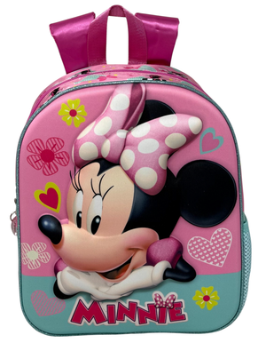 Zaino Asilo 3d Minnie Mouse DISNEY Borsa 31 CM con Charm Cuore e Tasca Laterale - 09528