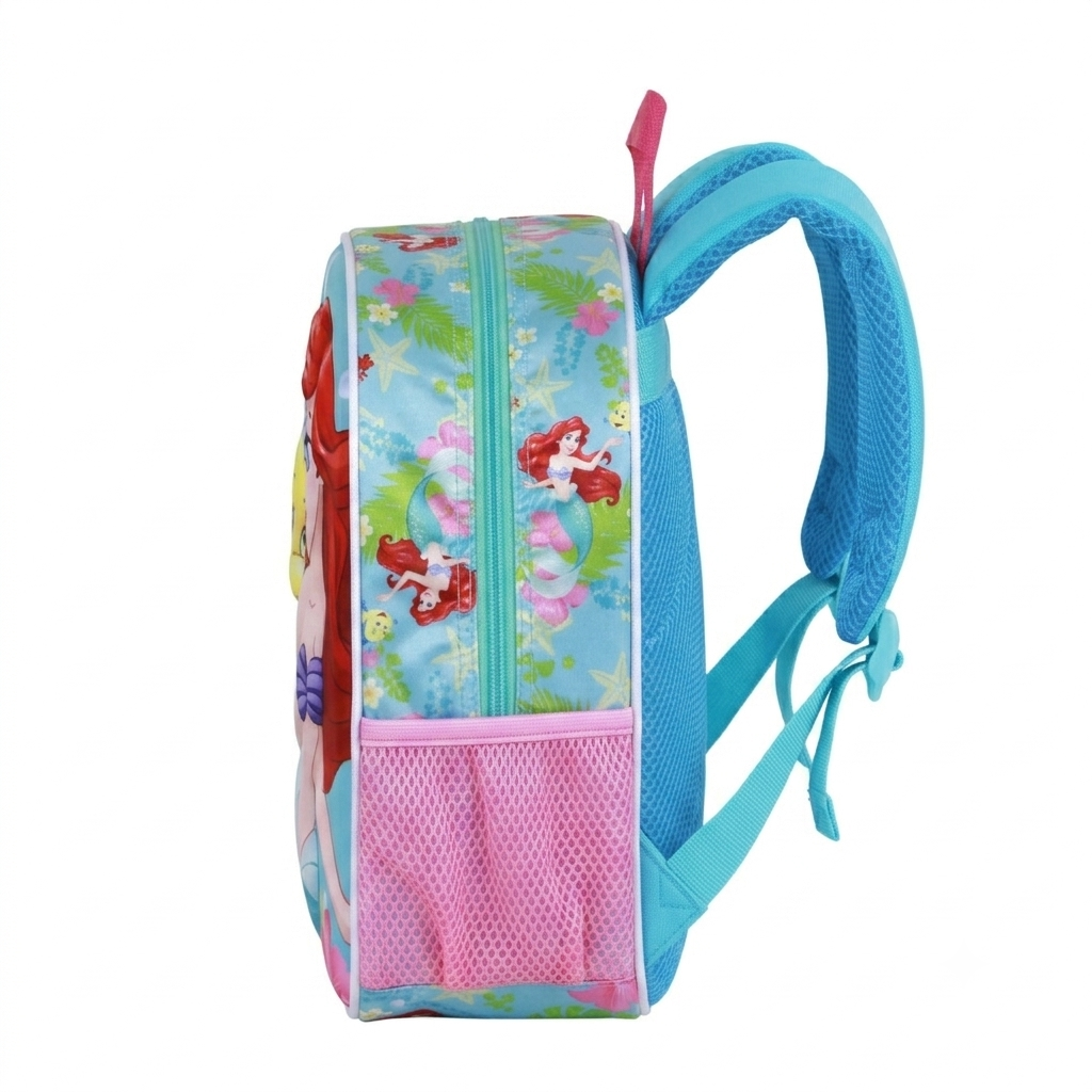 Zaino Asilo 3d Ariel la Sirenetta DISNEY Borsa 31 CM con Charm Cuore e Tasca Laterale - 09543