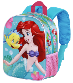 Zaino Asilo 3d Ariel la Sirenetta DISNEY Borsa 31 CM con Charm Cuore e Tasca Laterale - 09543