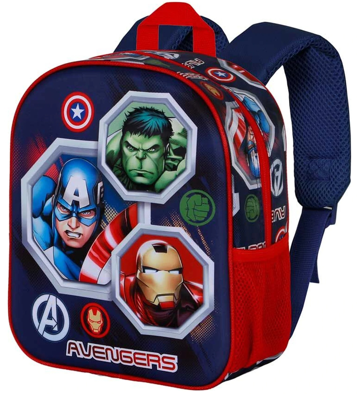 Zaino Asilo 3d Avengers MARVEL Borsa 31 CM con Spallacci Imbottiti e Tasca Laterale - 09558