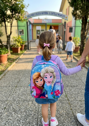 Zaino Asilo 3d Frozen DISNEY Borsa 31 CM con Charm Cristallo e Tasca Laterale - 09582