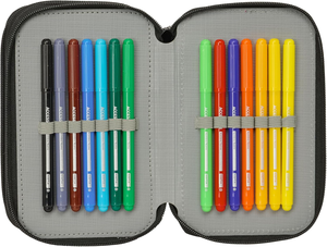 Astuccio 3 Zip Scuola Huntrix Kpop Demon Hunters Multiscomparto Portacolori - 8857